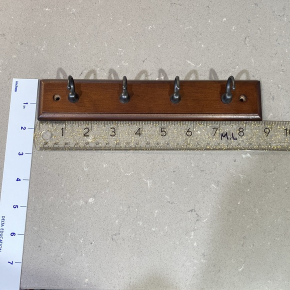 Lot Of 3 Satin Nickel Finish Hooks -2 & 1 Wooden Key Holder - Picture 9 of 9